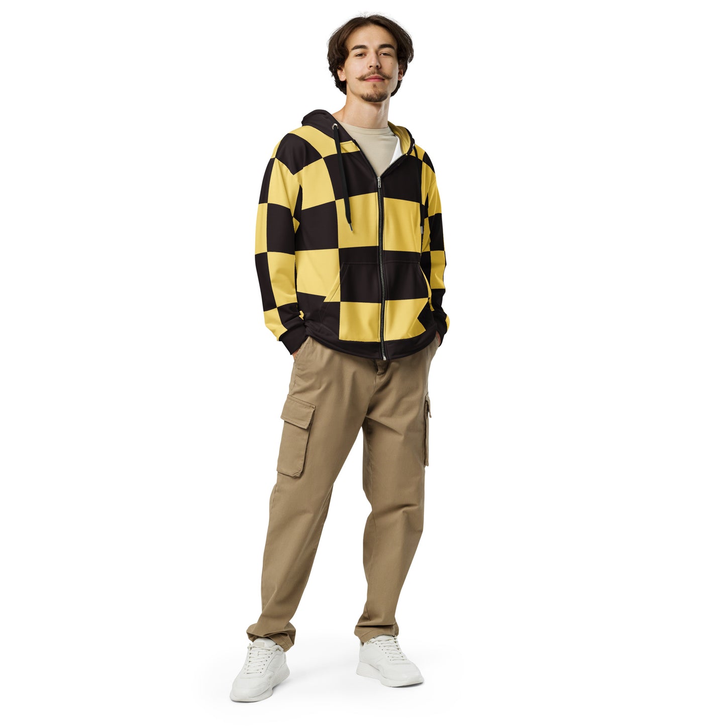 Green and Black Checkered Tanjiro Inspired Zip Up Hoodie