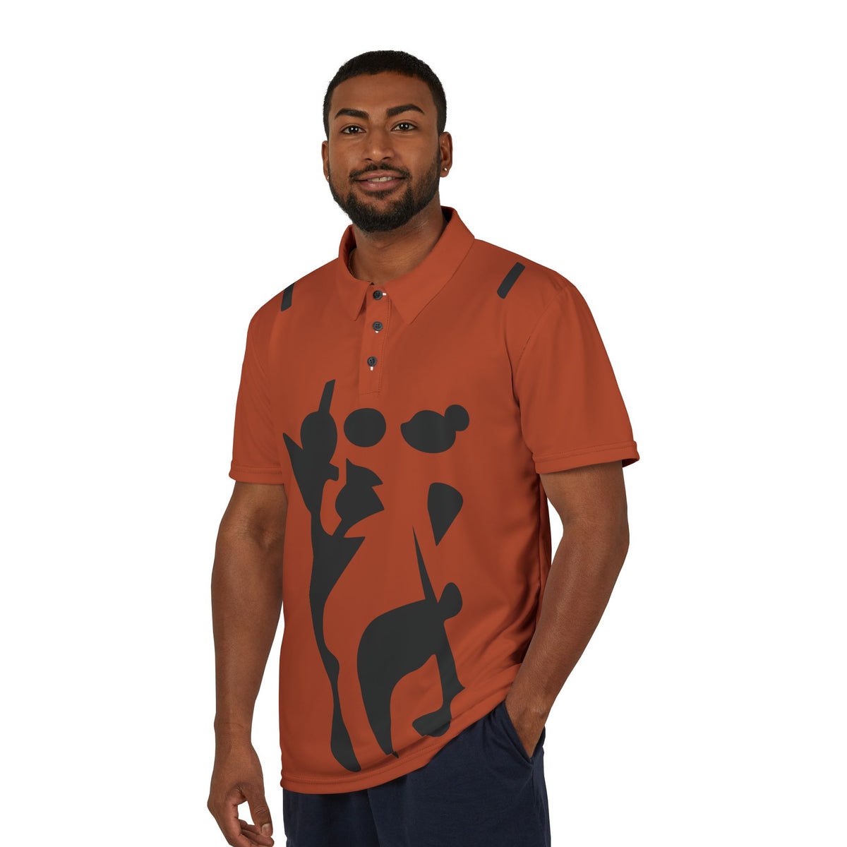 Rustic Orange Abstract Black Design Sanji Inspired Polo Shirt