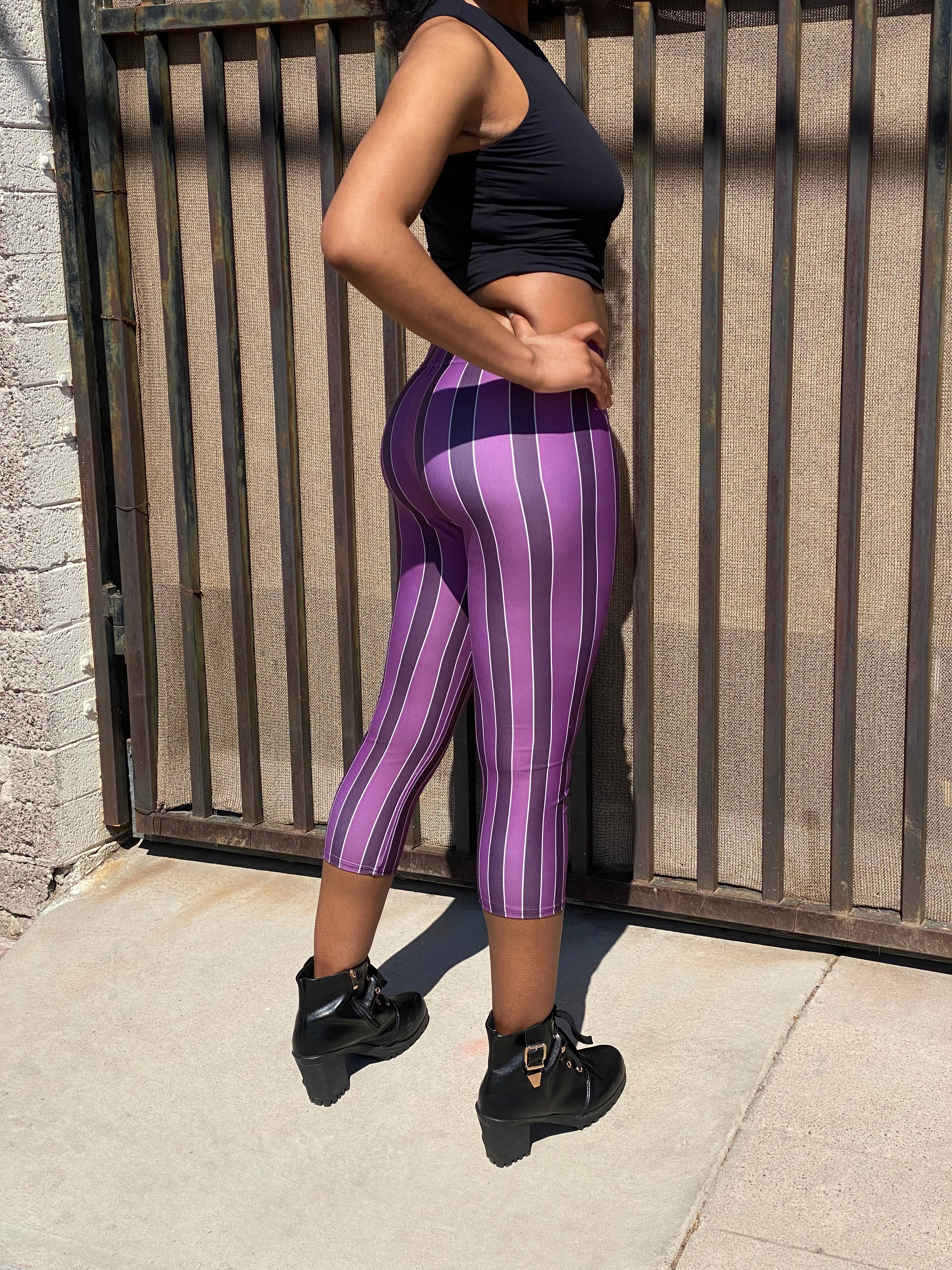 Arcane Jinx Capri Leggings, Netflix League of Legends Inspired Cosplay Casual Purple Pants Lol Video Gaming Apparel Birthday Gift for Her