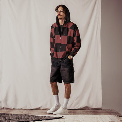 Green and Black Checkered Tanjiro Inspired Zip Up Hoodie