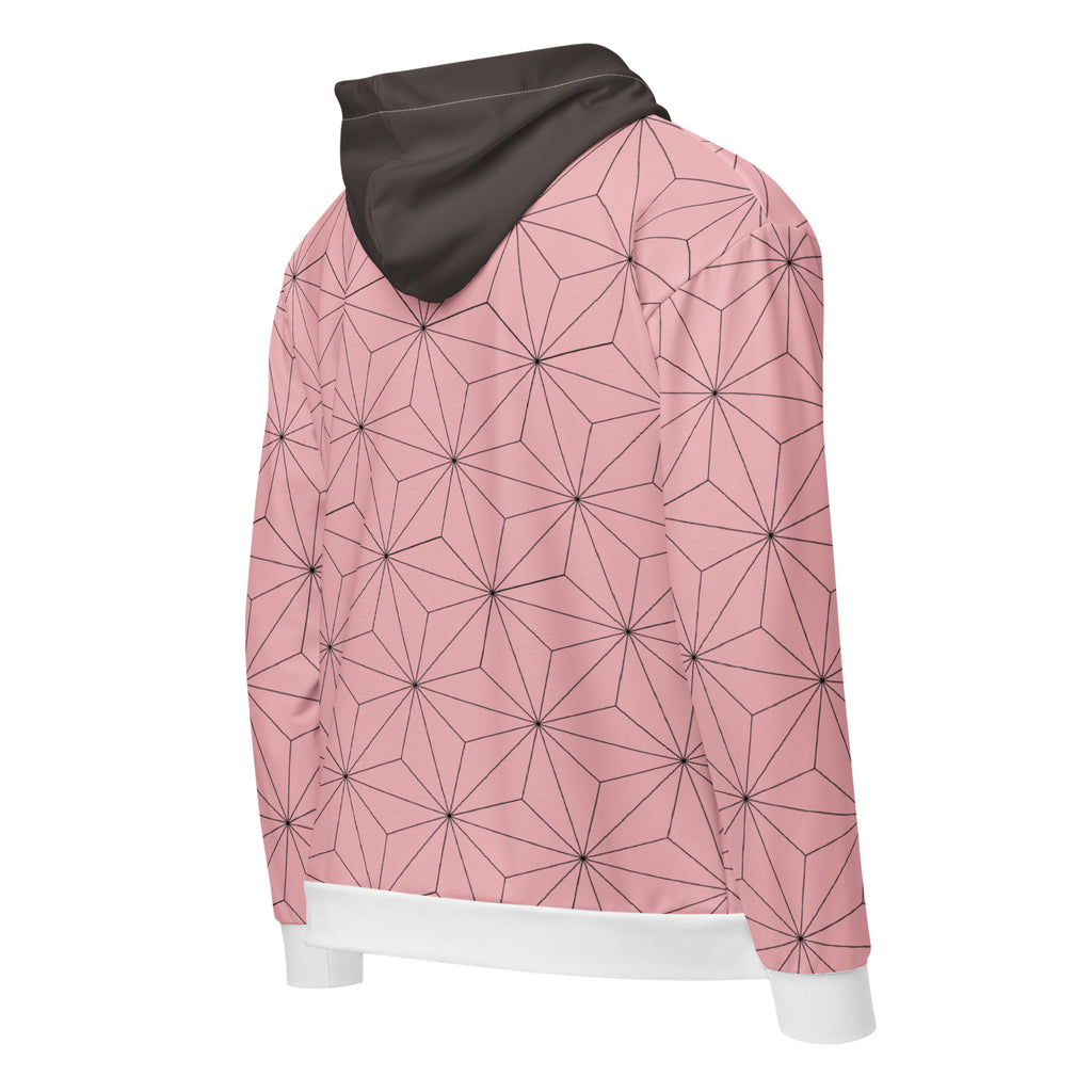Nezuko Pink Zip Up Hoodie, Demon Slayer Inspired Anime Fan Zipper Jacket Kamado Haori Cosplay Winter Christmas Clothing Gift for Girlfriend