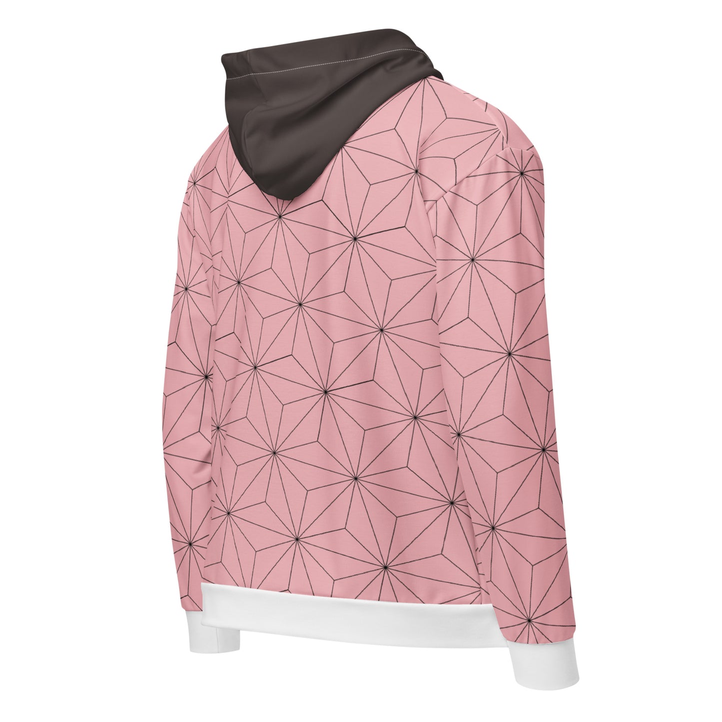 Pink Geometric Anime Nezuko Inspired Zip Hoodie
