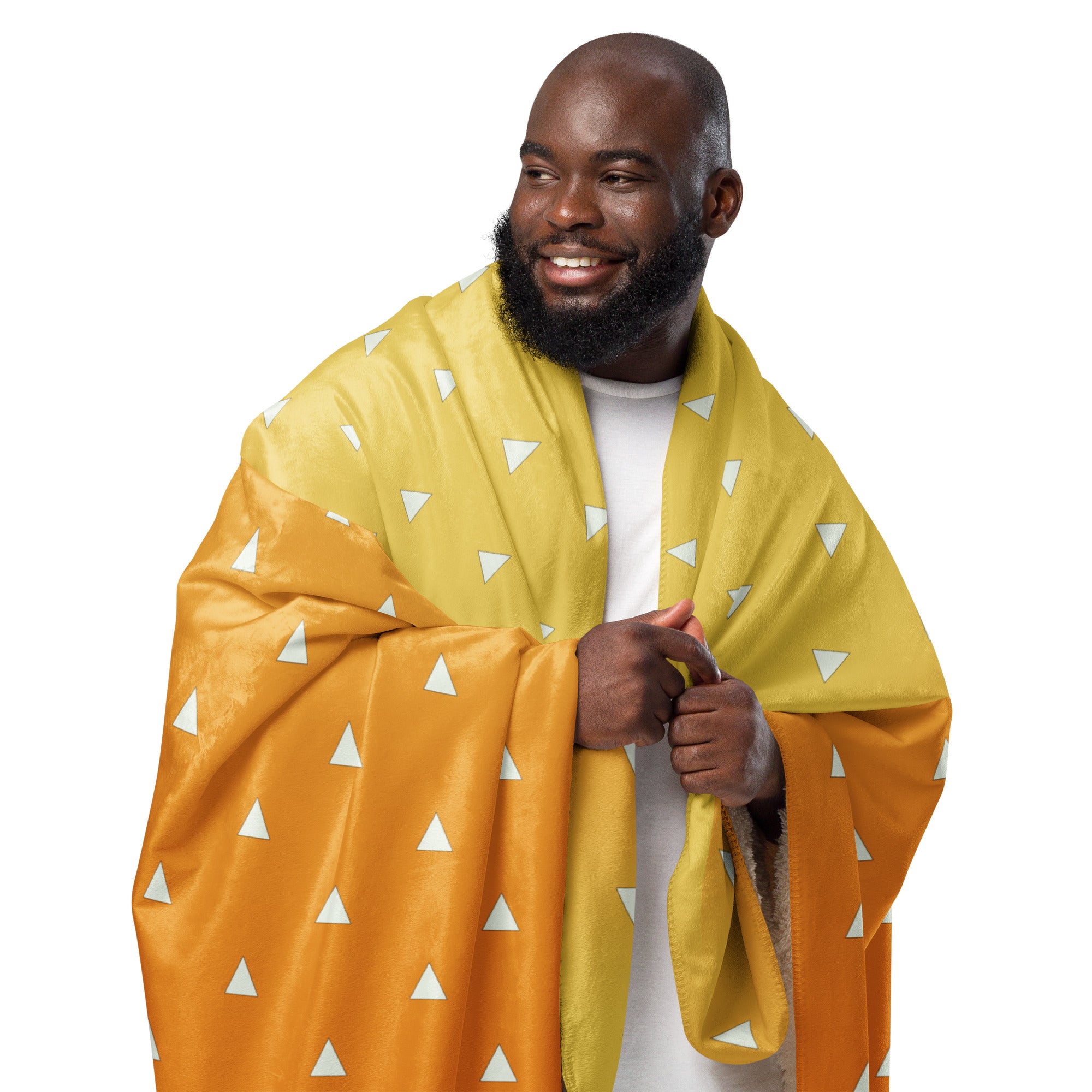 Yellow Demon Slayer Sherpa Blanket Anime Zenitsu Manga Fuzzy Merch Haori Design Manga Gift Decor Warm Winter Large Coach Throw