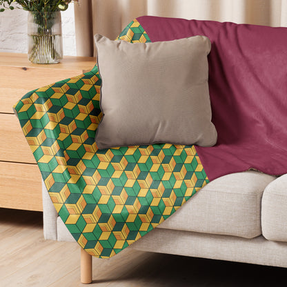 Red Green Yellow Sherpa Giyu Inspired Blanket