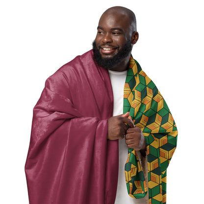 Red Green Yellow Sherpa Giyu Inspired Blanket