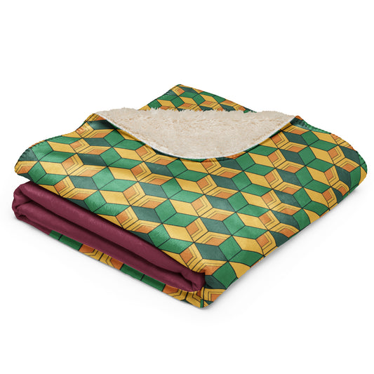 Red Green Yellow Sherpa Giyu Inspired Blanket