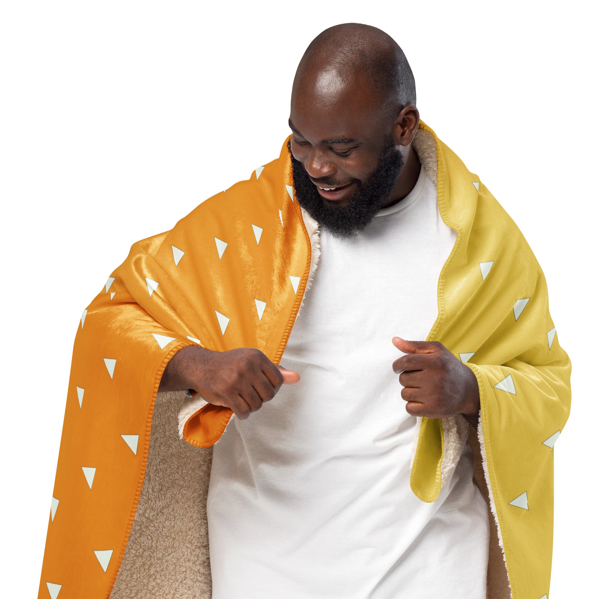 Yellow Demon Slayer Sherpa Blanket Anime Zenitsu Manga Fuzzy Merch Haori Design Manga Gift Decor Warm Winter Large Coach Throw