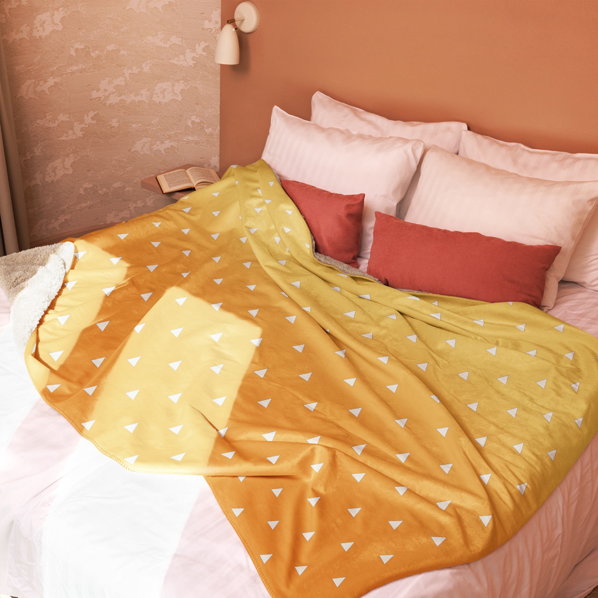 Yellow Demon Slayer Sherpa Blanket Anime Zenitsu Manga Fuzzy Merch Haori Design Manga Gift Decor Warm Winter Large Coach Throw