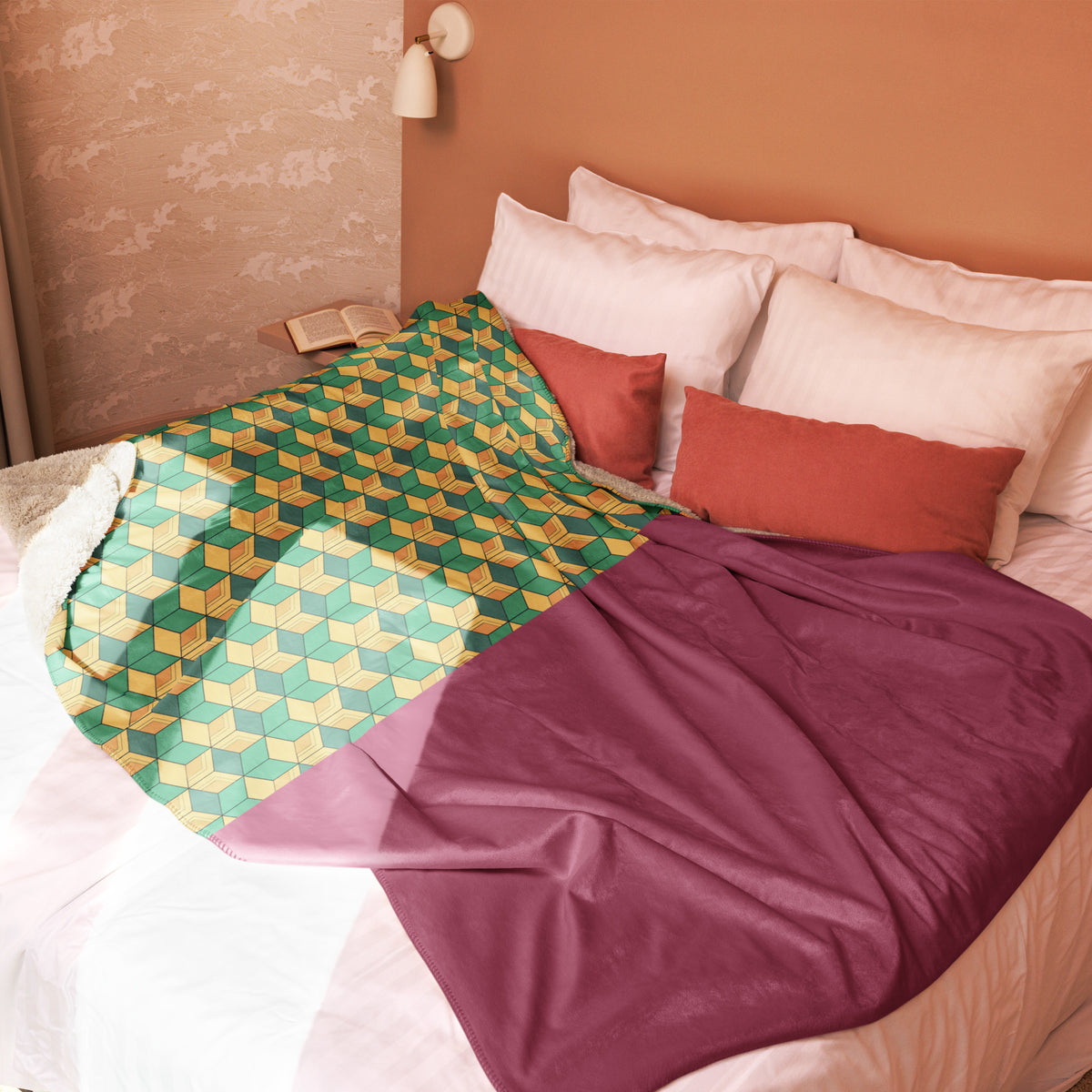 Red Green Yellow Sherpa Giyu Inspired Blanket
